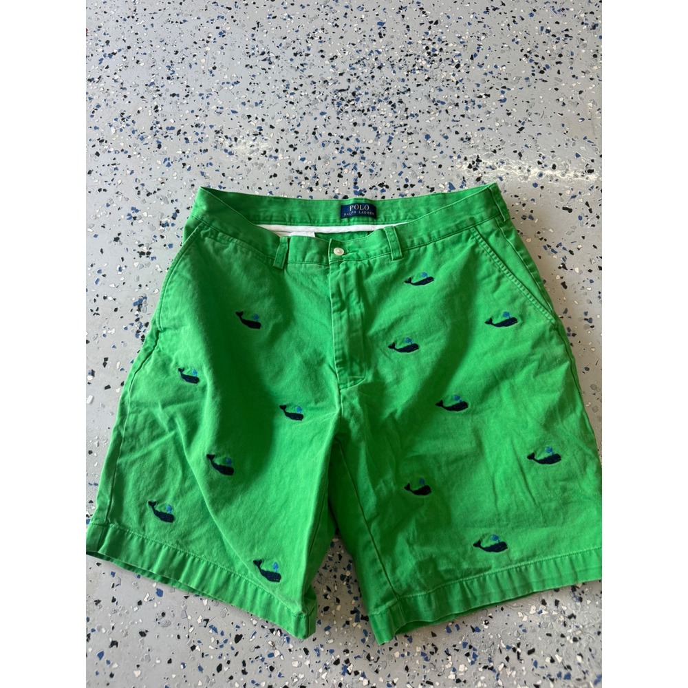 Polo Ralph Lauren Green Whale Print‎ Shorts Mens Size 34 Casual